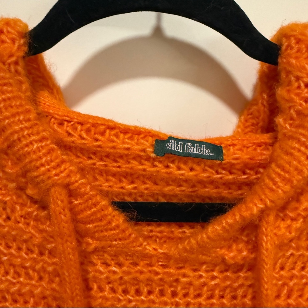 Wild Fable Bright Orange Knit Cropped Hoodie Sweater S - Picture 4 of 5